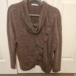 Notations Women's Maroon Cowl Neck Sweater